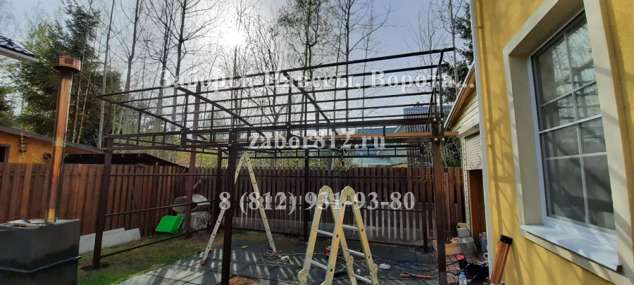 Навес односкатный арочный. Белоостров.