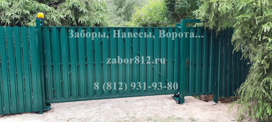Ворота откатные. Евроштакетник. СНТ Волна.