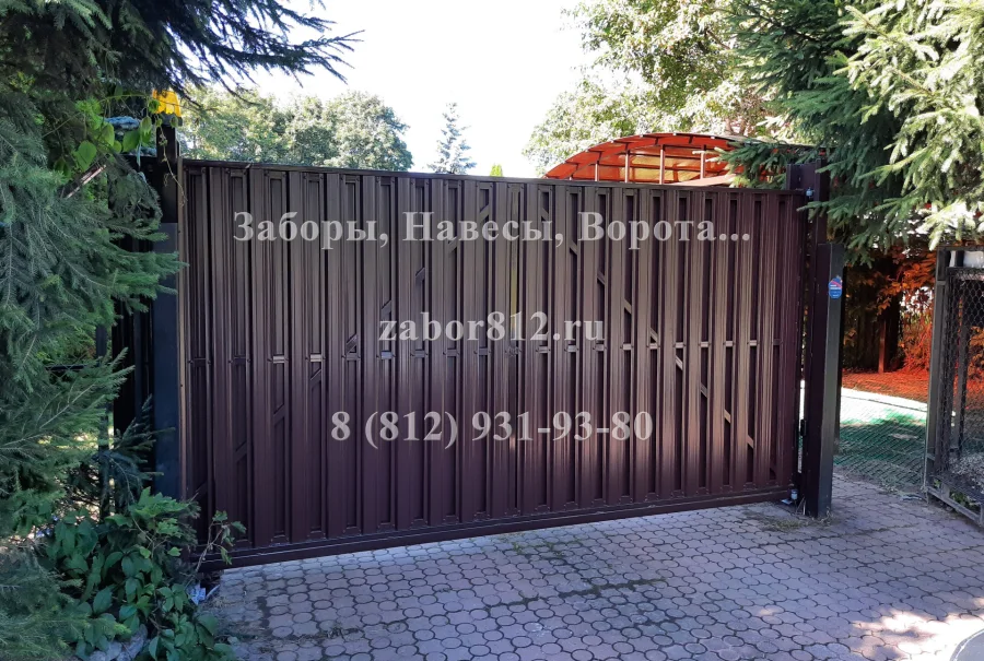 Откатные ворота. Евроштакетник. Тярлево