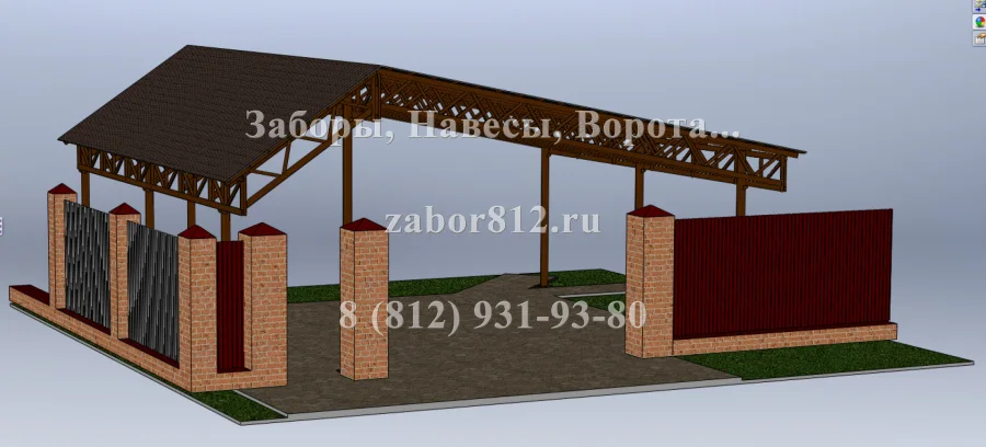 Навес 9×10 м по индивидуальному проекту, Песочный