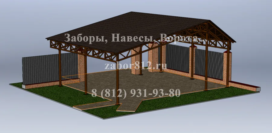 Навес 9×10 м по индивидуальному проекту, Песочный