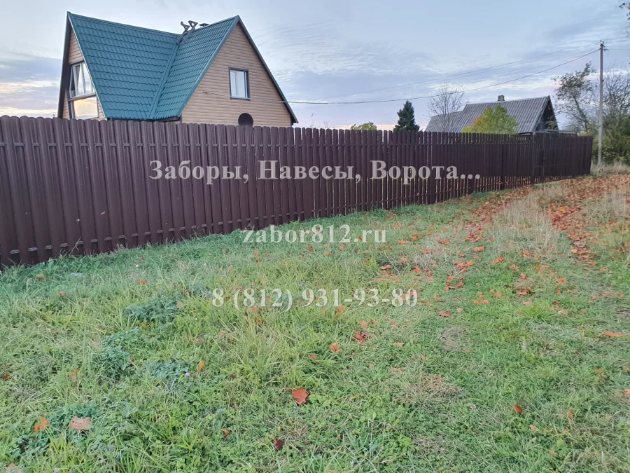 Забор, ворота и калитка из евроштакетника, Волосовский район