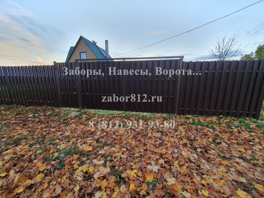 Забор, ворота и калитка из евроштакетника, Волосовский район