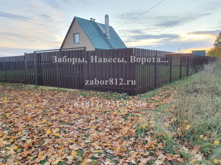 Забор, ворота и калитка из евроштакетника, Волосовский район