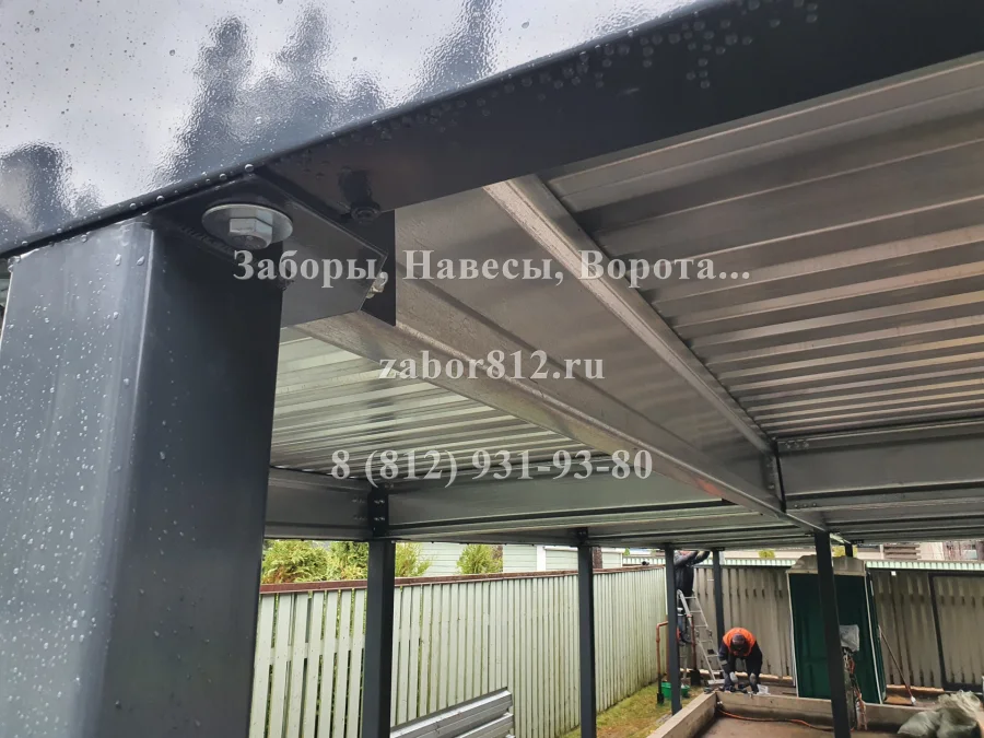 Навес с плоской кровлей 6х15м. Зеленогорск