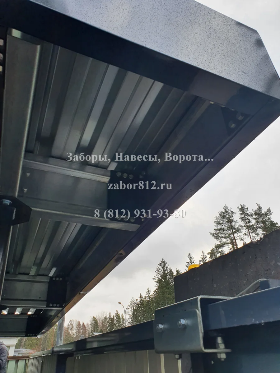 Навес с плоской кровлей 6х15м. Зеленогорск