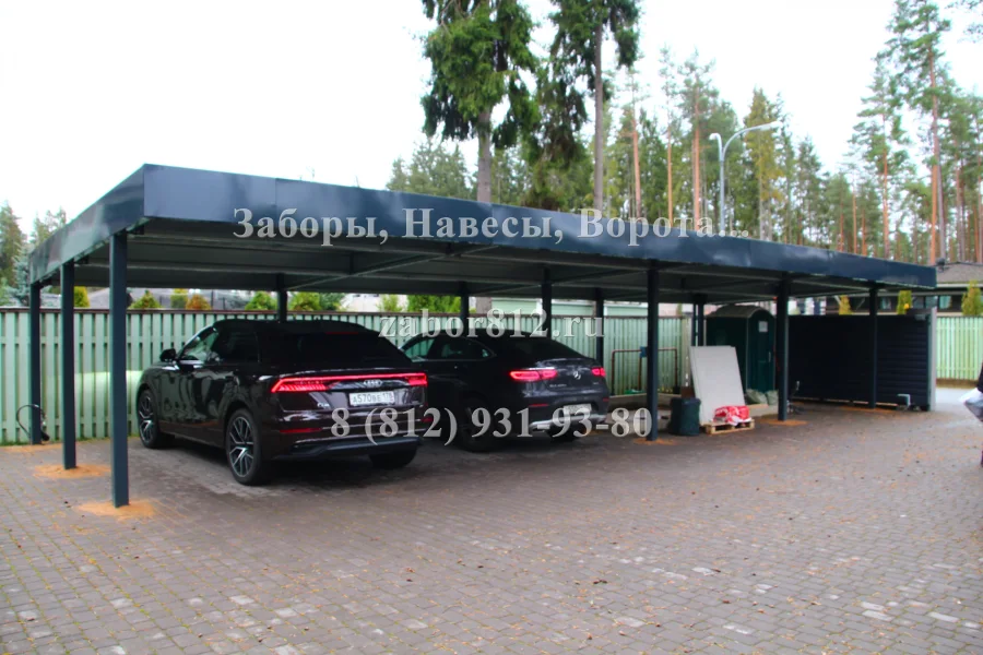 Навес с плоской кровлей 6х15м. Зеленогорск