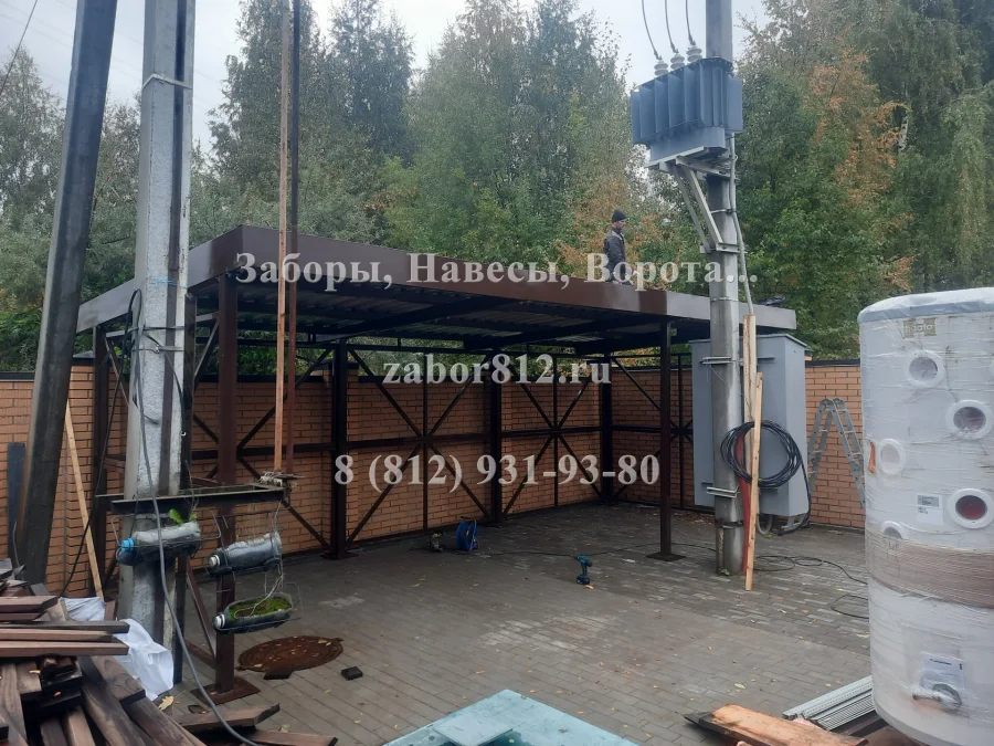 Навес с плоской кровлей бюджетный для хозинвентаря